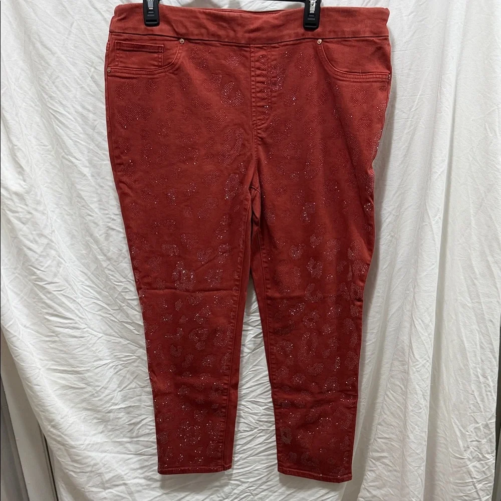 NWOT Chico's Glittery Red Cropped Jeans - Picture 1 of 11